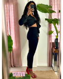 SATIN TIE TOP - BLACK