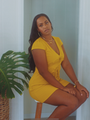 Yellow Ribbed Tie Front Dress