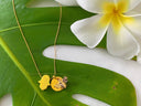 SUNFLOWER YELLOW HAMSA + HONEY BEE NECKLACE
